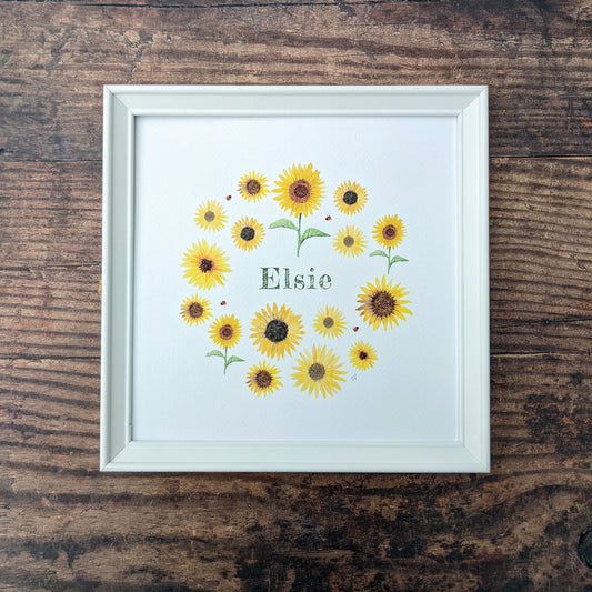 Personalised Watercolour Print - Sunflowers